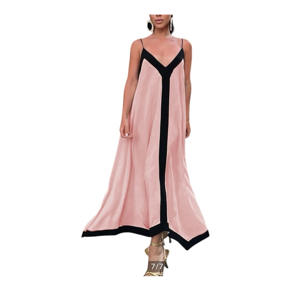 COMMENSE Sicily Old Money Aesthetics Slip Long Dress COLOR - PINK SIZE XS NWT